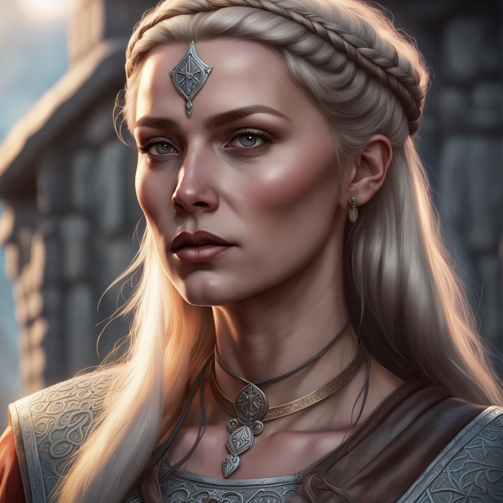 Viking Queen Portrait in Hyperdetailed Style