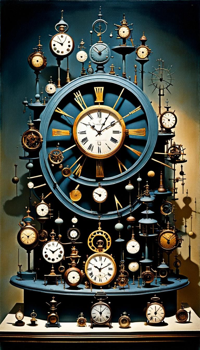 Surrealist Clockscape in Oil, Liminal Space