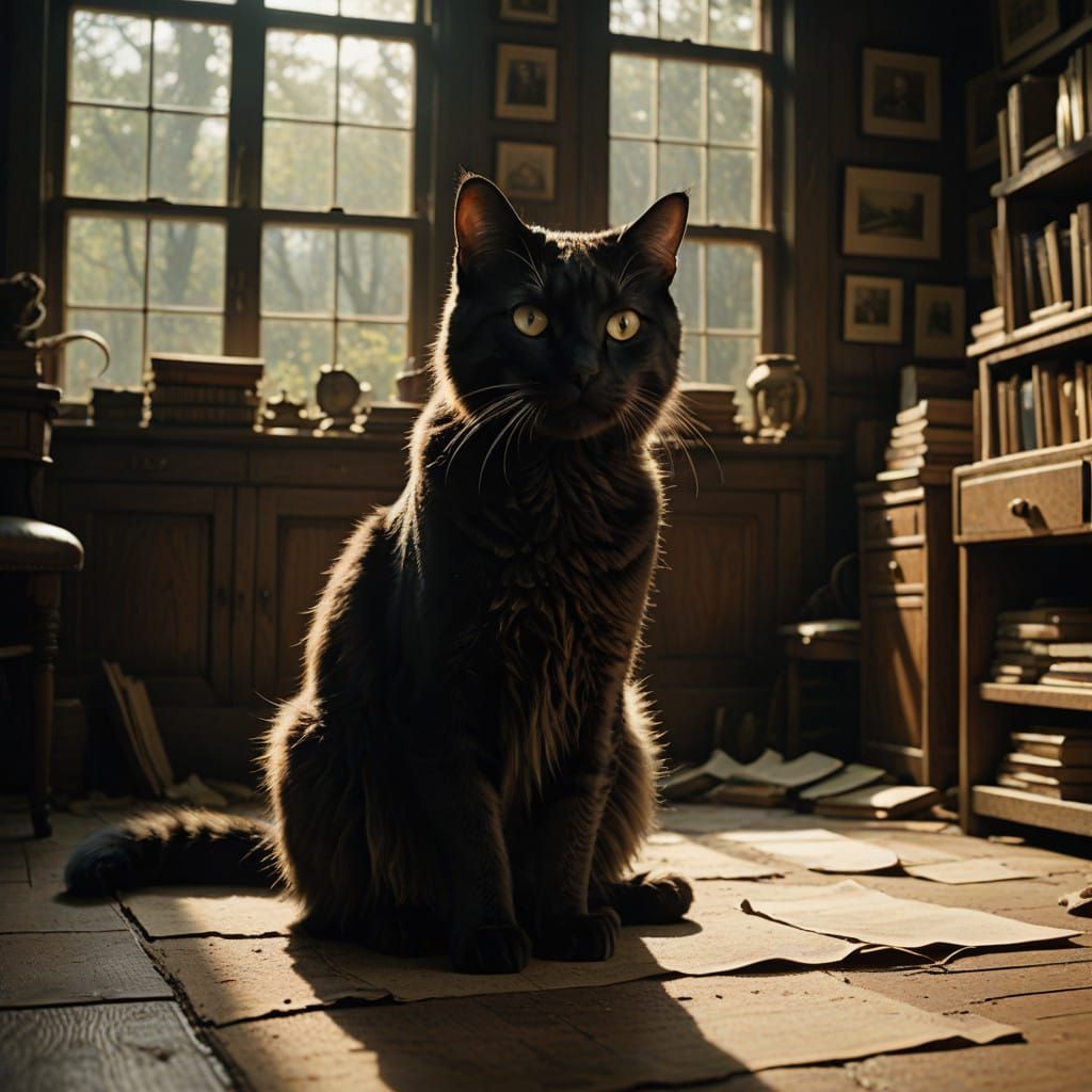 Whimsical Feline Oasis in Warm, Golden Light