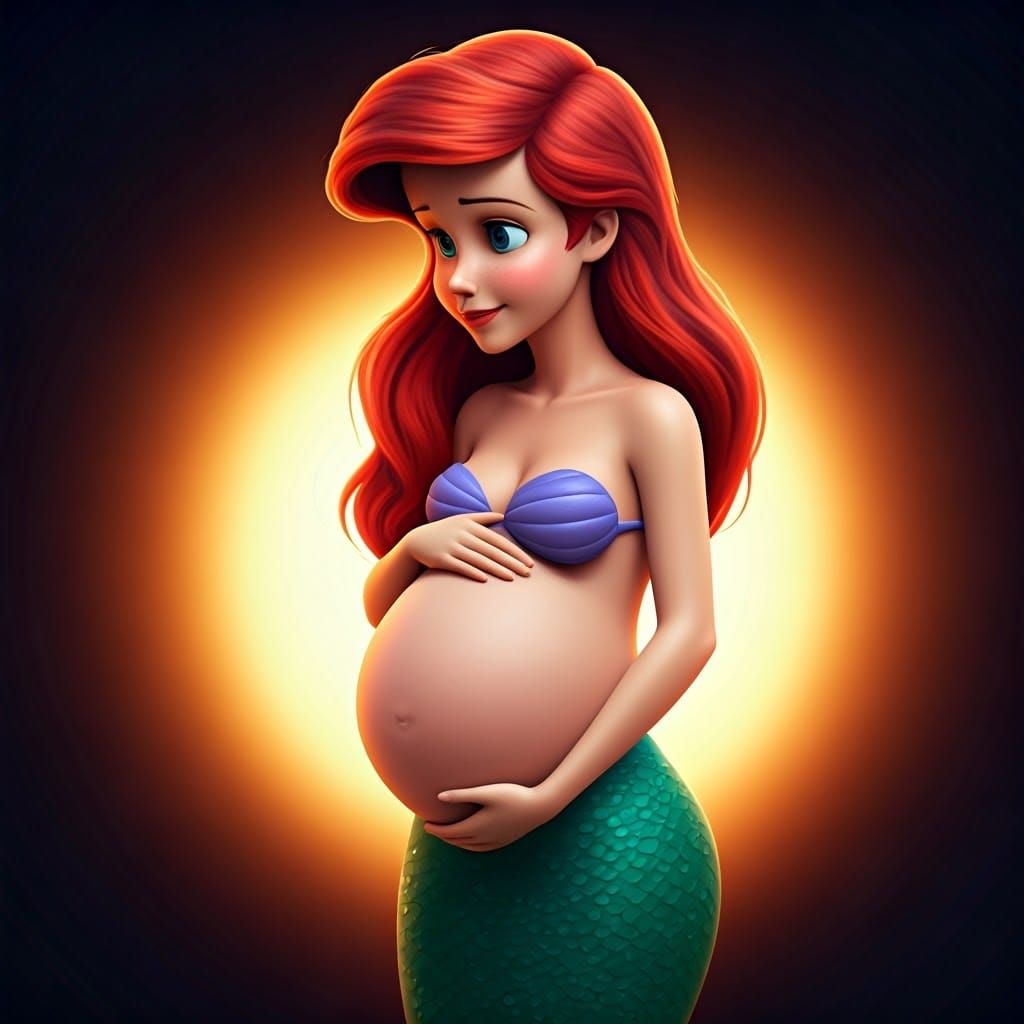 Pregnant Ariel: 3D Digital Art Concept