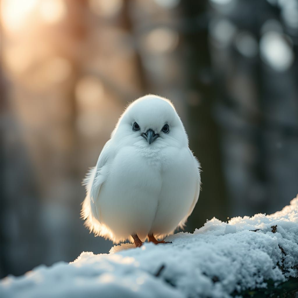 Snowy Owl Hunts in a Dense, Mystical Forest