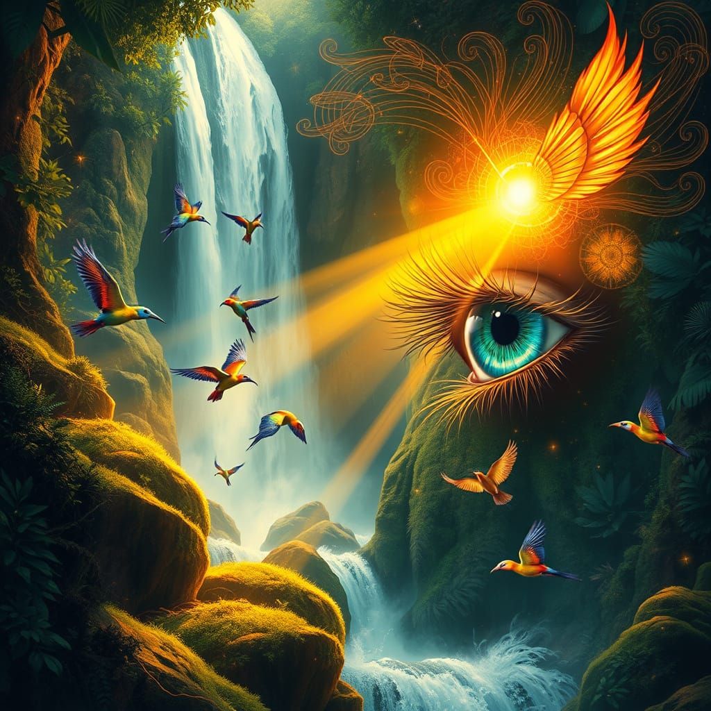 Luminous Eye in Vibrant Tropical Paradise