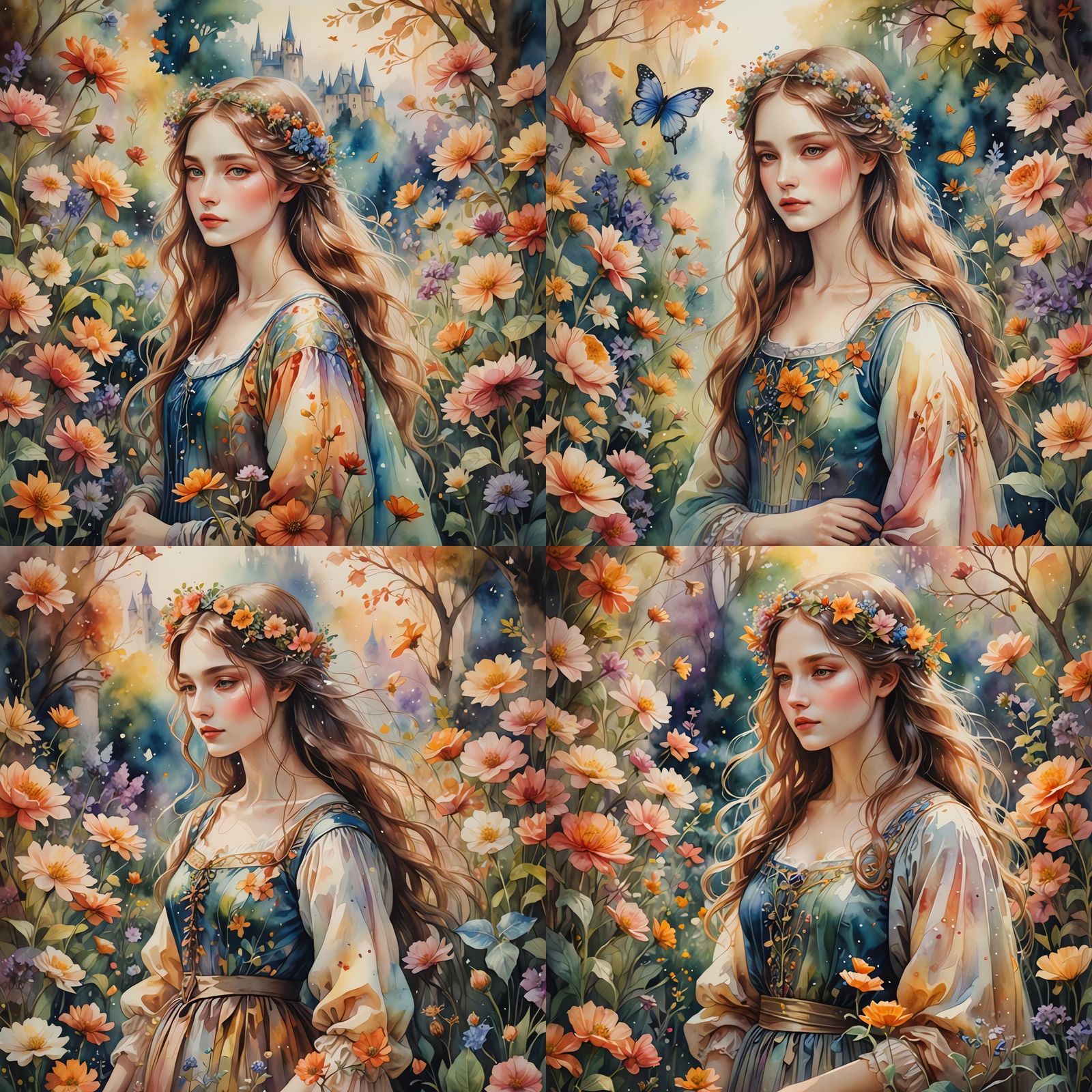 Magical Garden: Ethereal Watercolor Renaissance Painting