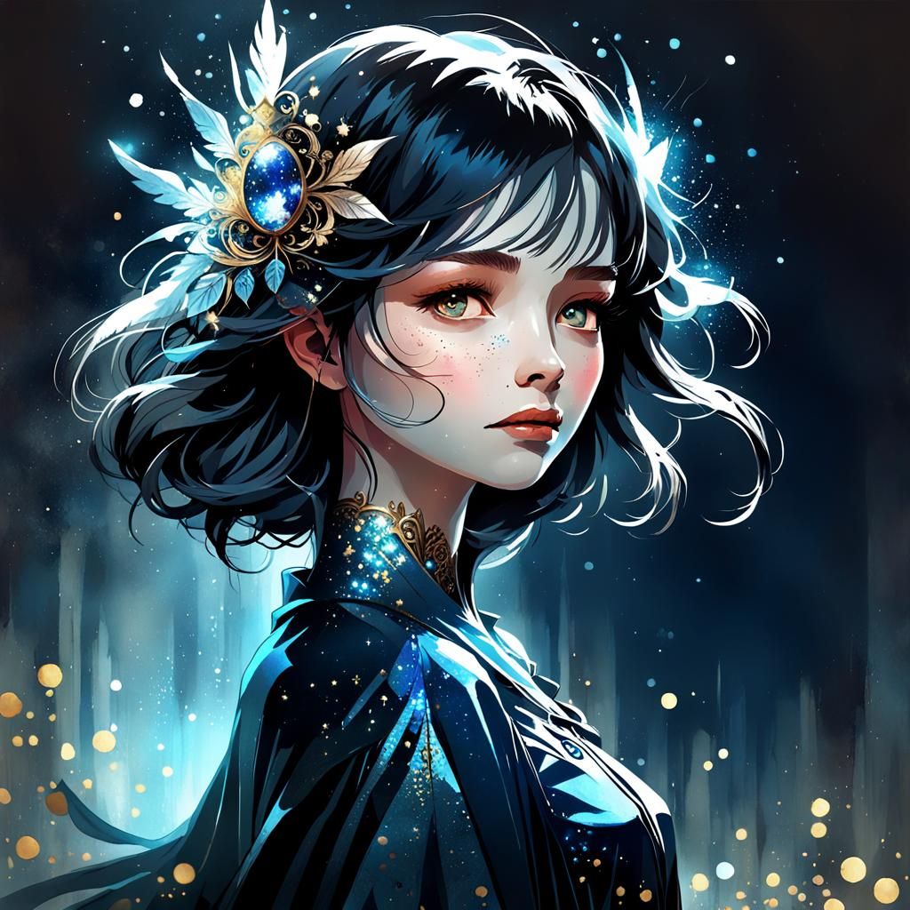 Dark Fairytale Portrait with Glittering Details