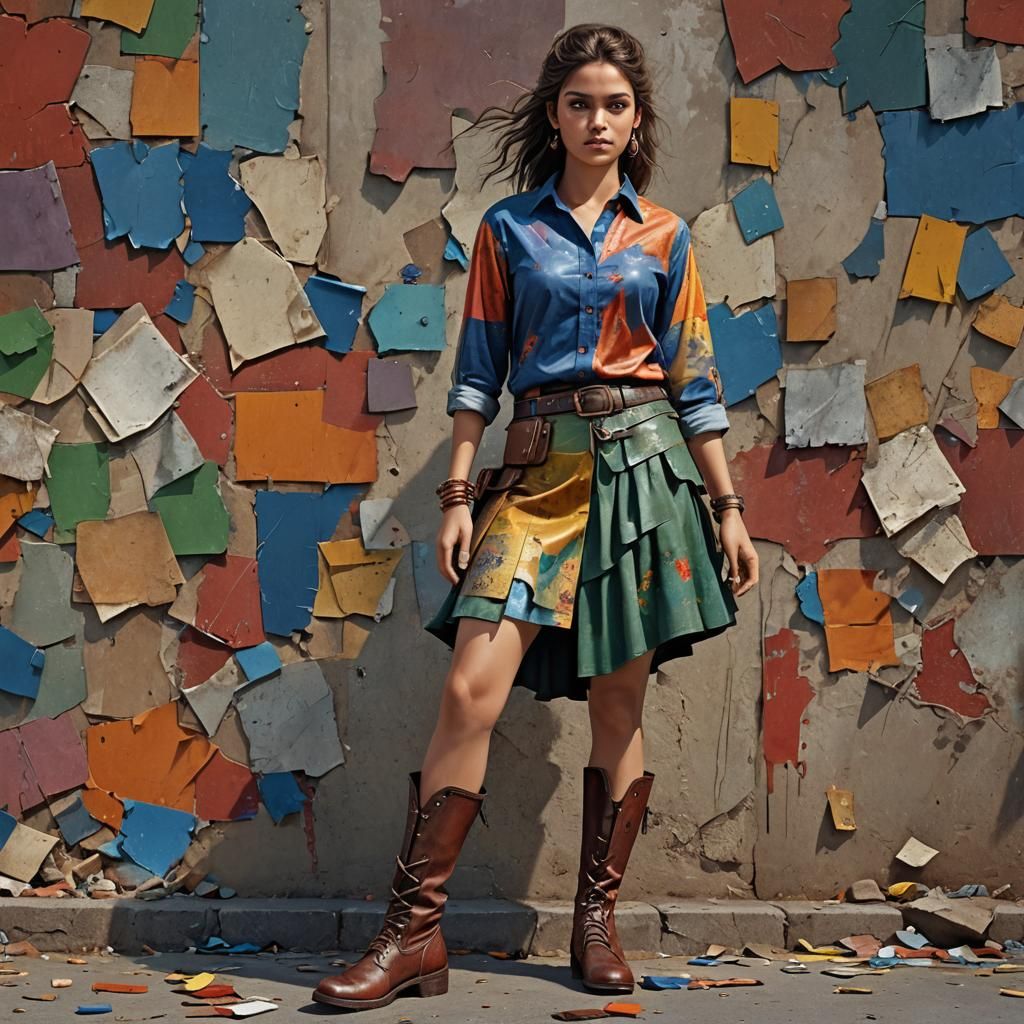 Beautiful Woman in Colorful Outfit: Photorealistic 3D Render...