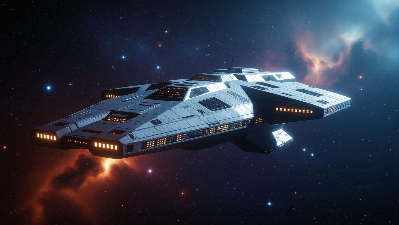 Epic Starship in Celestial Realm