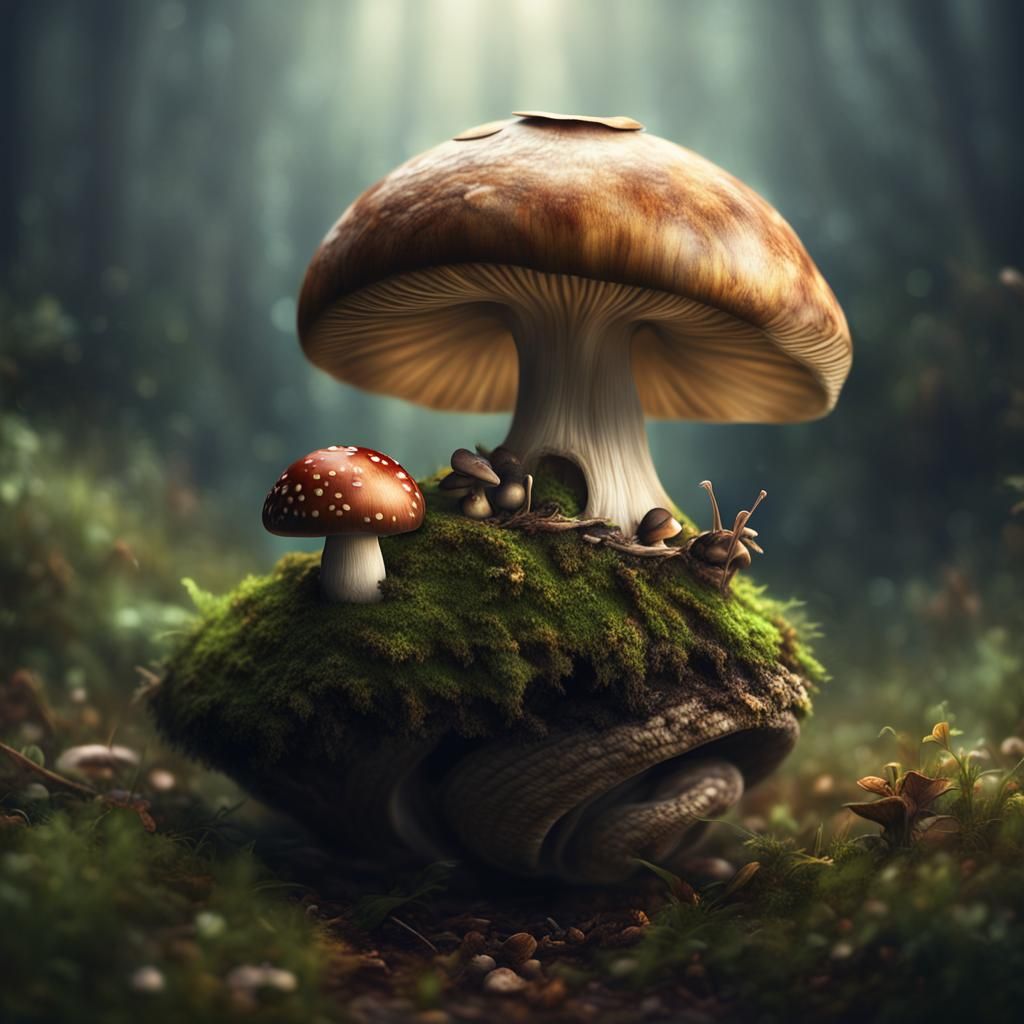 Mushroom Home in Dramatic Digital Painting Style