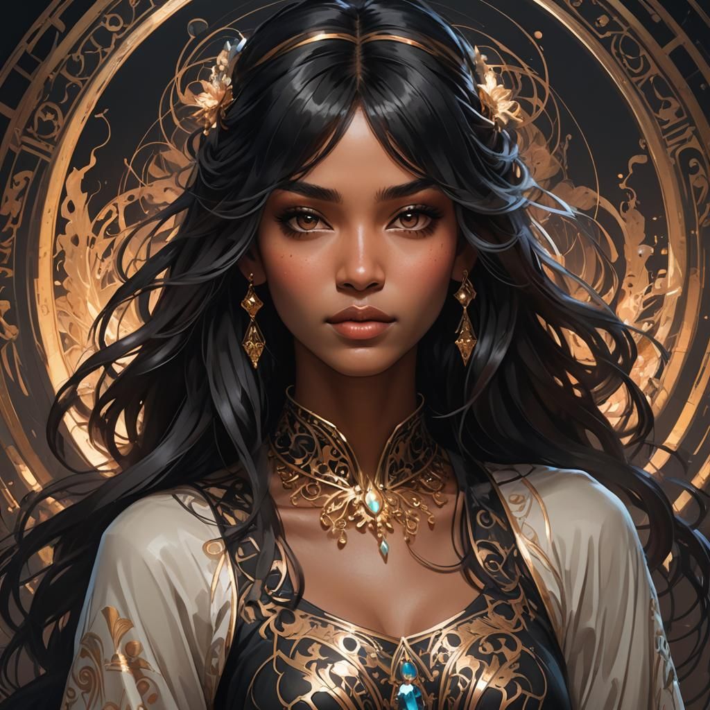 Beautiful Girl Portrait in Hyperdetailed Digital Art Style