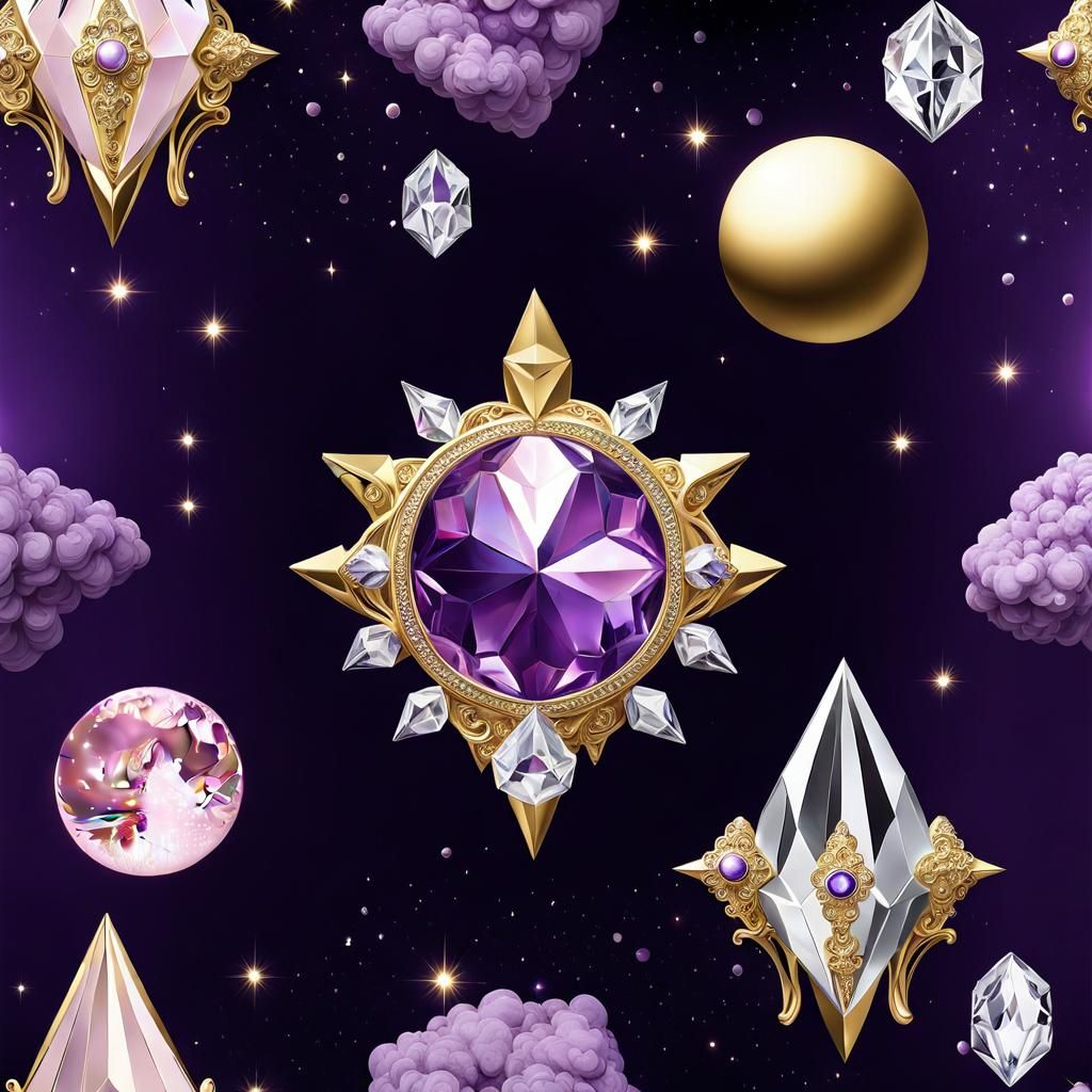 Surreal Creation of Crystal Moon in Gold and Silver