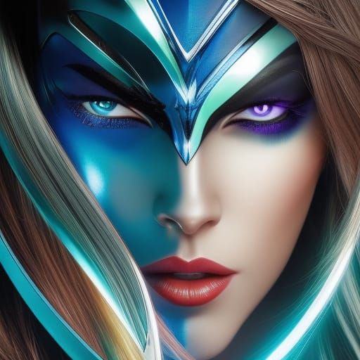 Stunning Female Superhero with Blue Eyes: Hyperrealistic Art