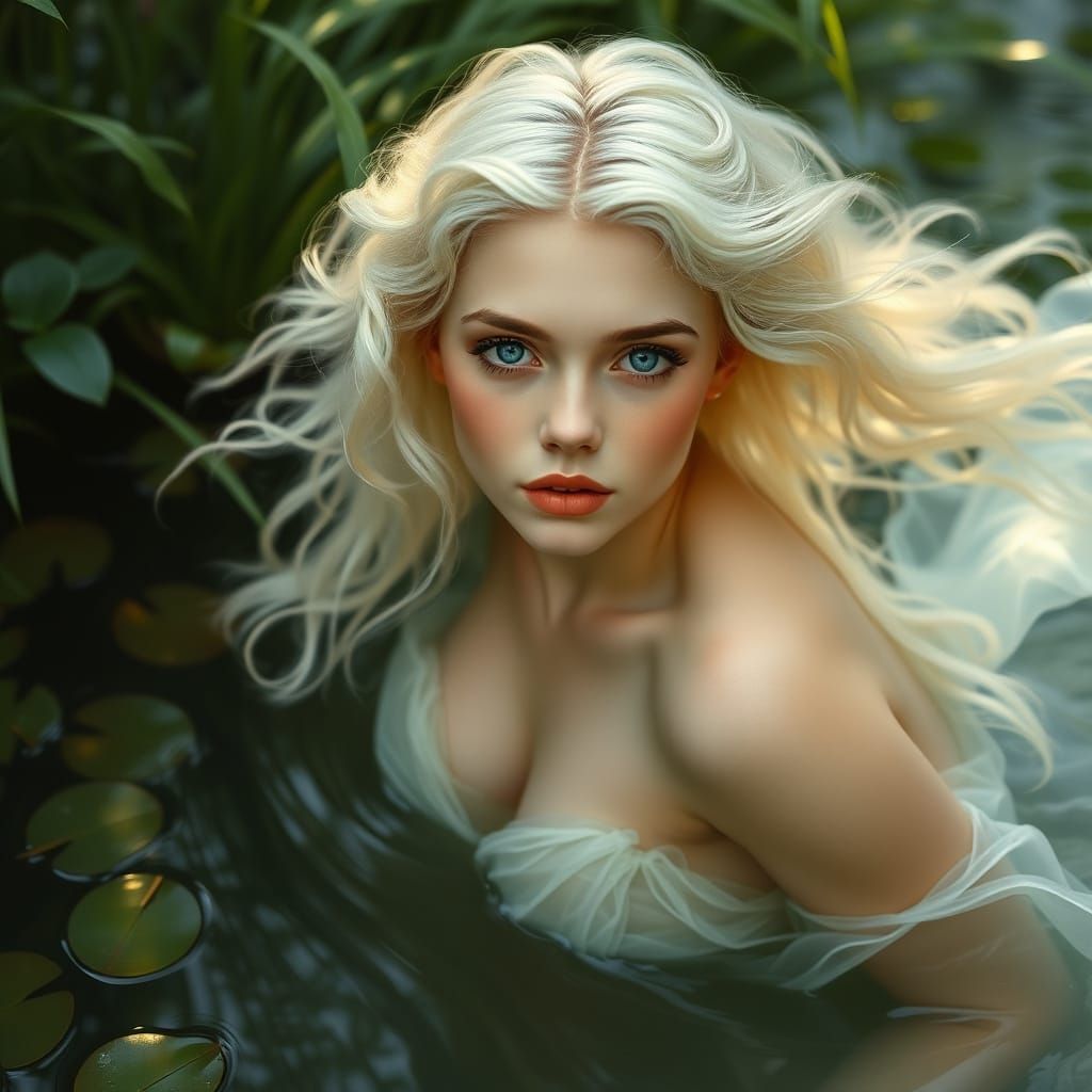 Water Nymph in Pond, Classical Style