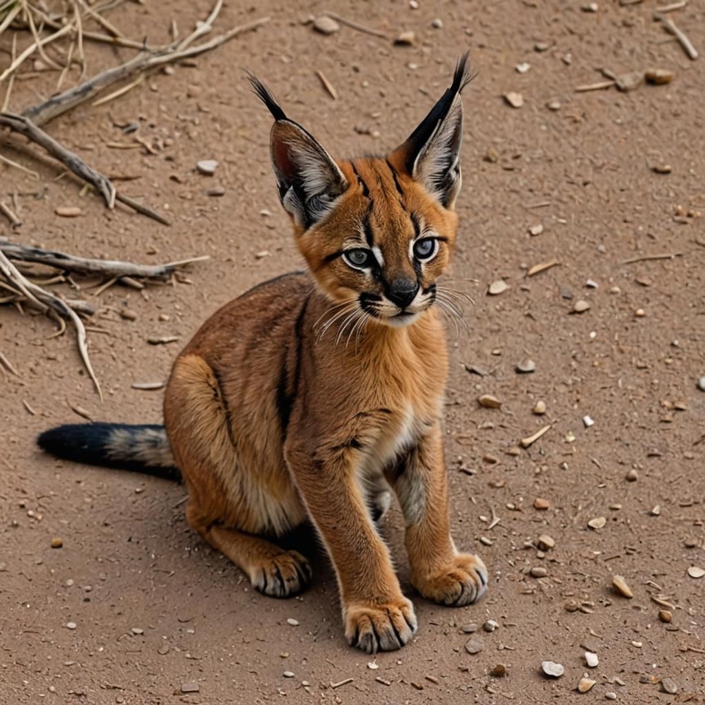 Baby Caracal Portrait in Namibia