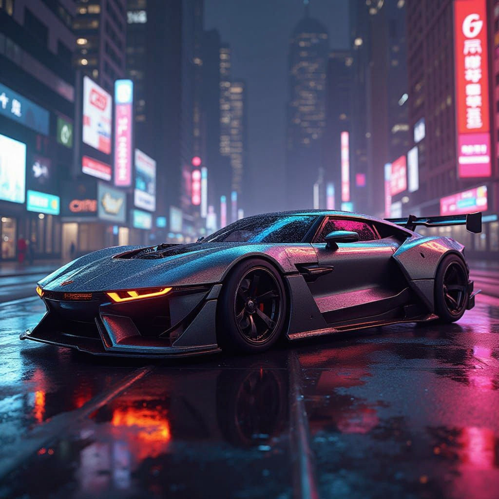 Futuristic Sports Car with Aerodynamic Design