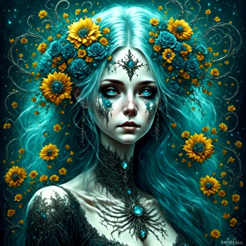 Gothic Ghost Girl in Rococo-Horrorcore Style