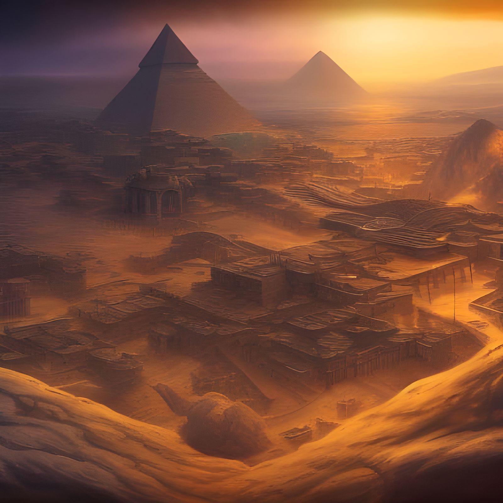 Battle for Ancient Kemet Heaven in Matte Painting Style