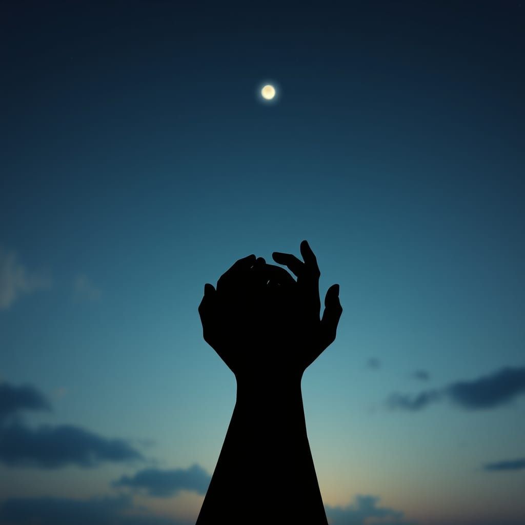 Entwined Hands Silhouette in Dreamlike Atmospheric Style