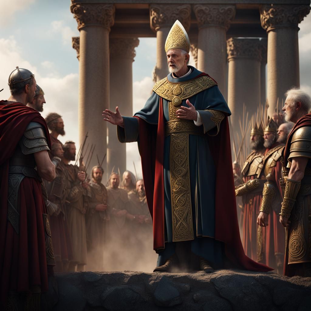 Pope Preaching to Celtic Barbarians: Detailed Matte Painting