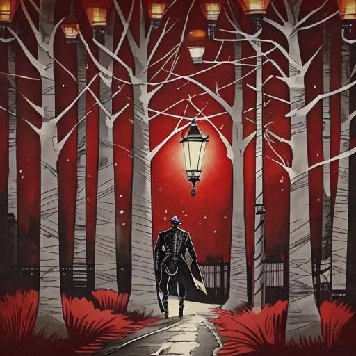 Steampunk Magician in Ink Painting Silhouette