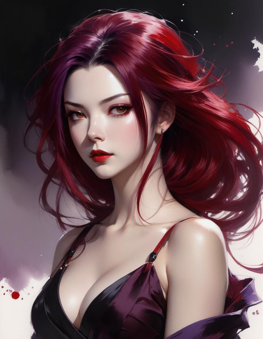 Stunning Woman Portrait in Pencil and Watercolor Style