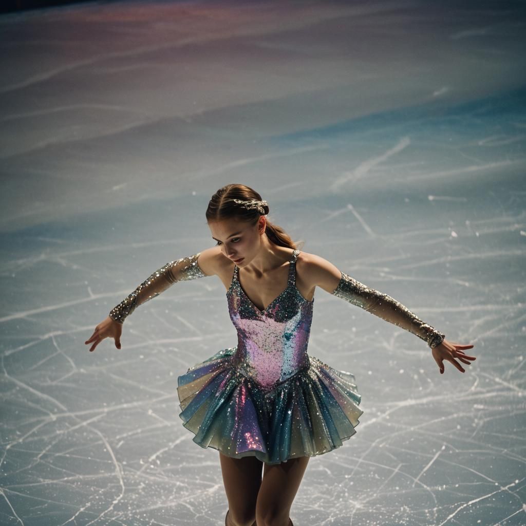 Stunning Figure Skater in Multicolored Dress