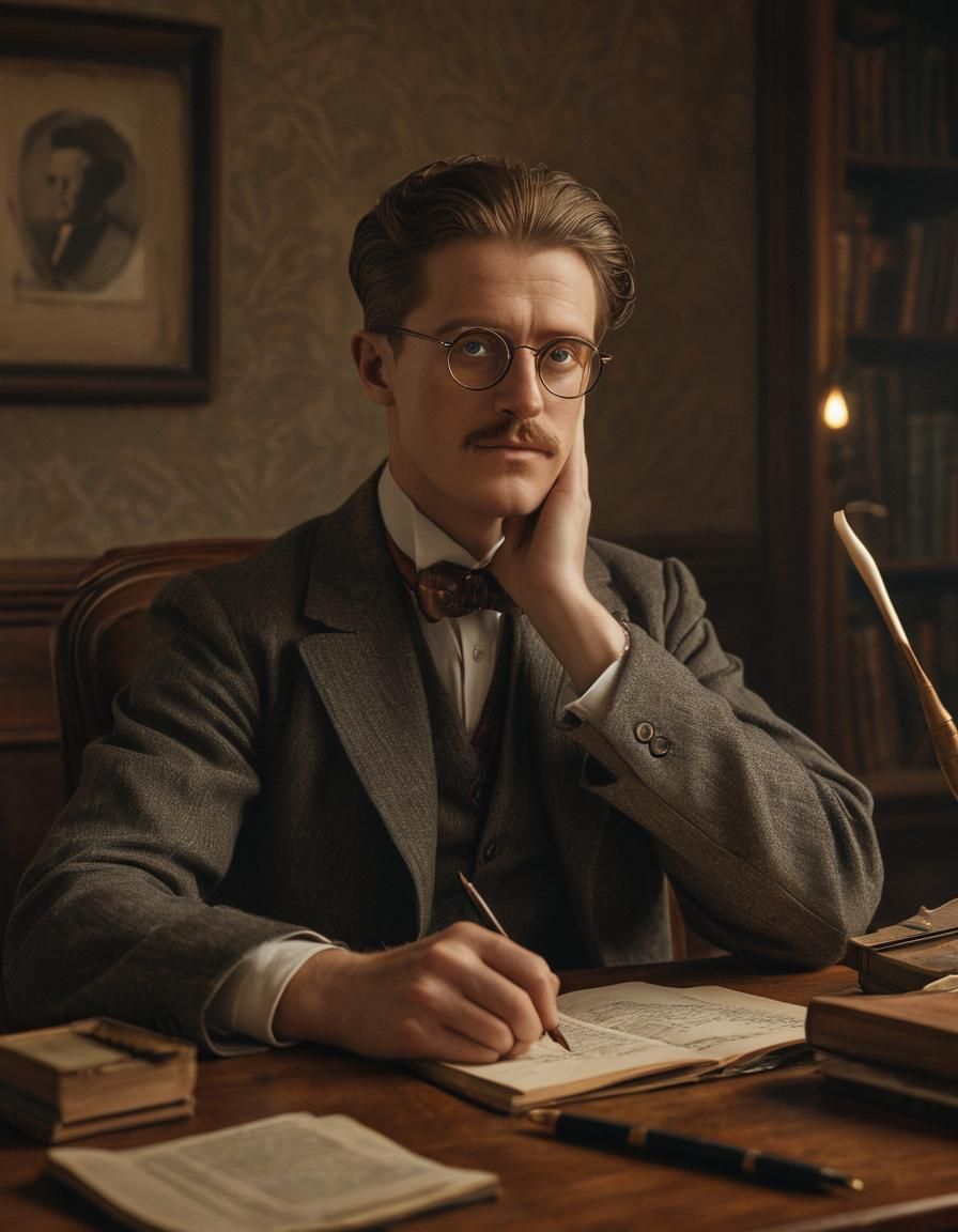 Young James Joyce: Hyperrealistic Digital Portrait
