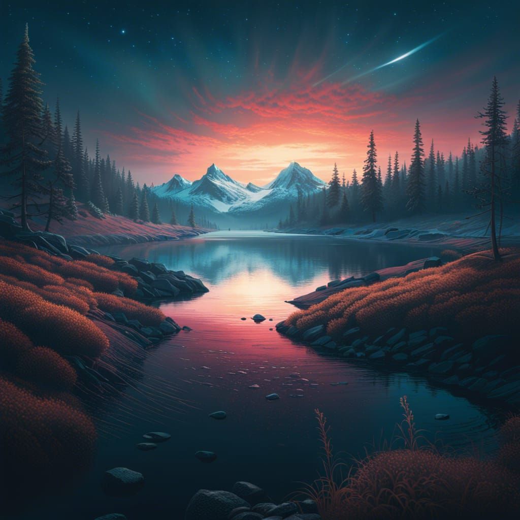 Surreal Circular Landscape Art in Digital Style