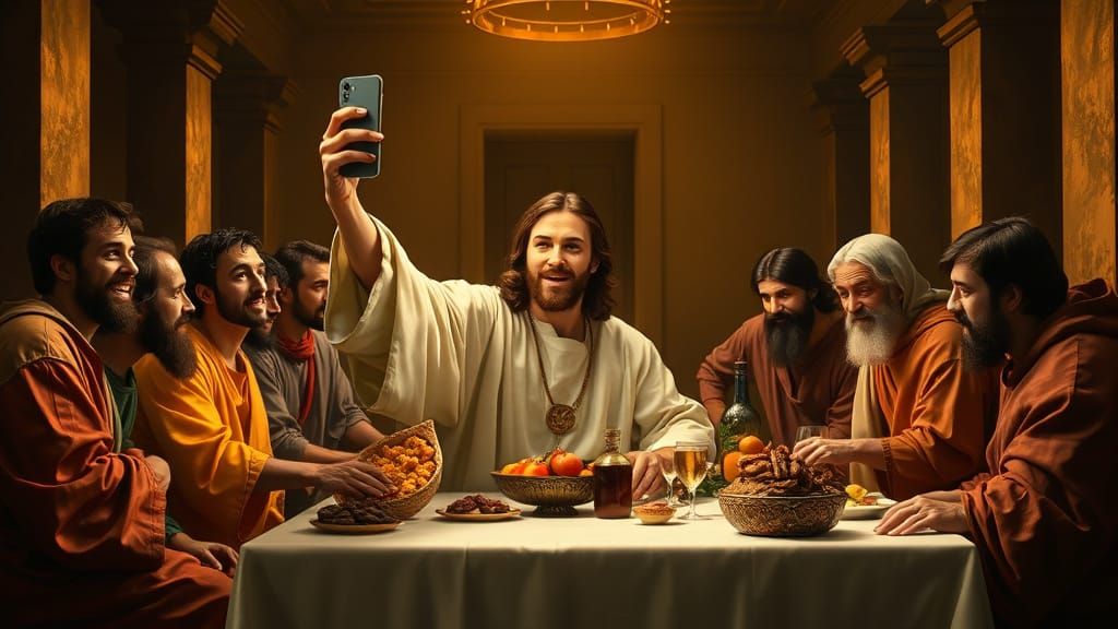 Jesus Selfie at the Last Supper, Renaissance Style