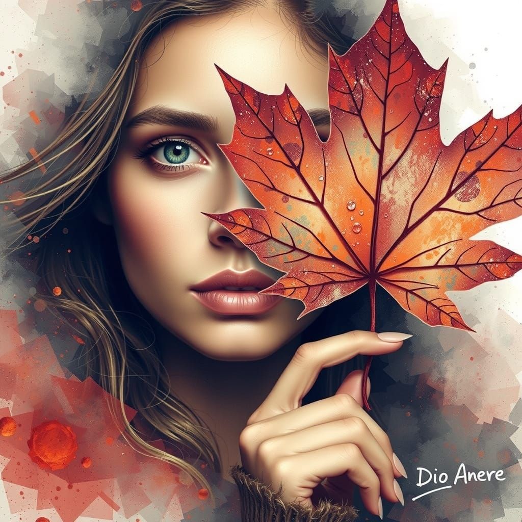 Bella Donna in Double Exposure with Leaf