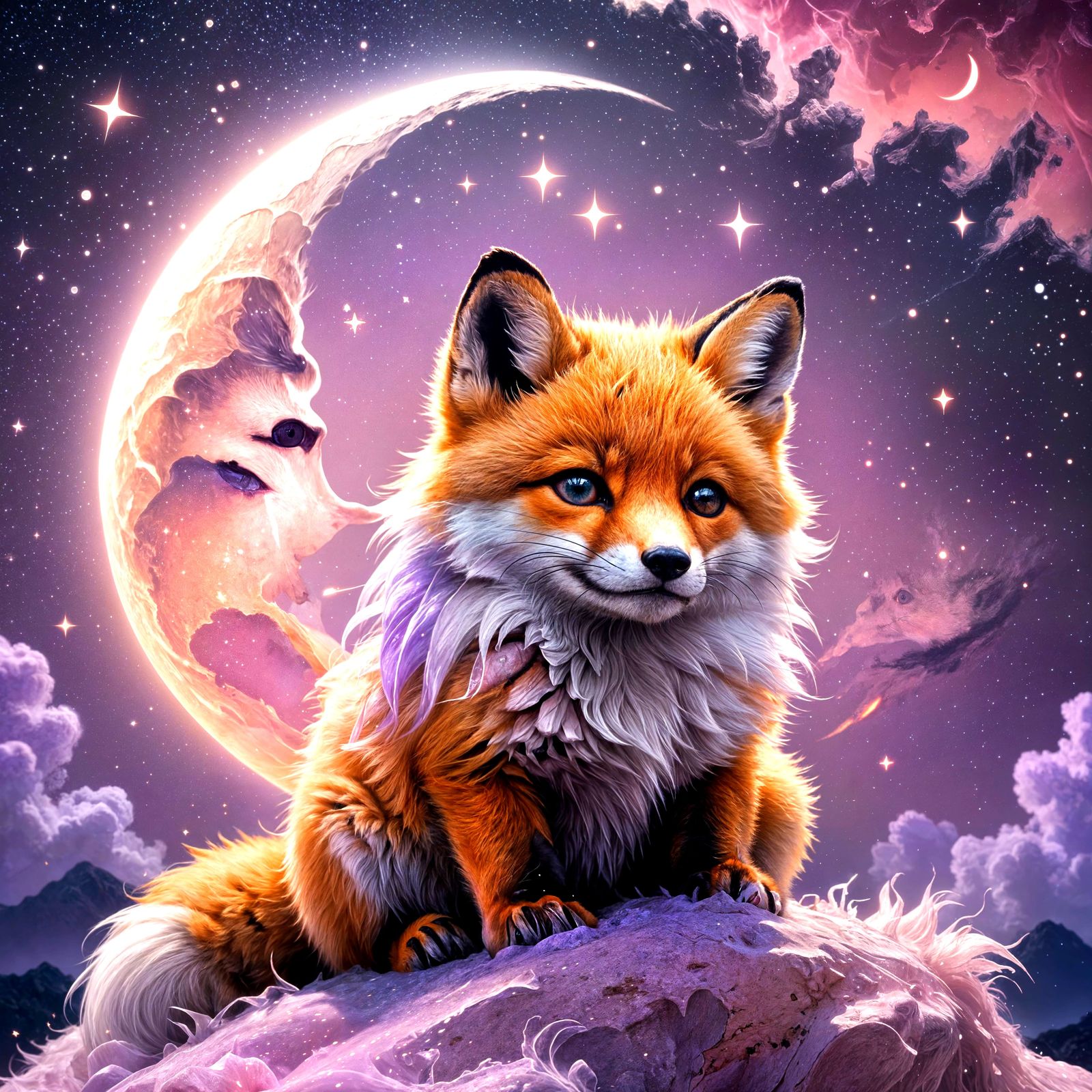 Cute Baby Fox with Starry Eyes