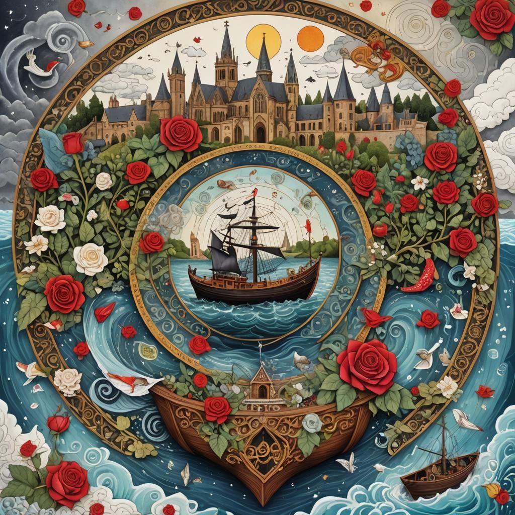 Celestial Serpent and Pirate Mouse in Retro Cartoon Style