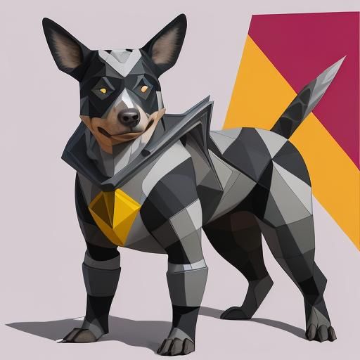 Australian Cattle Dog Superhero in Cubist Art Deco Style