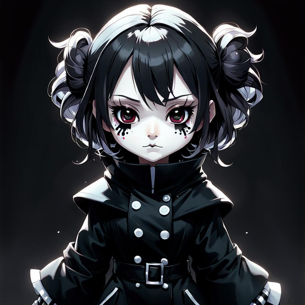 Chibi Mime Girl in Gothic Hall: Anime Art