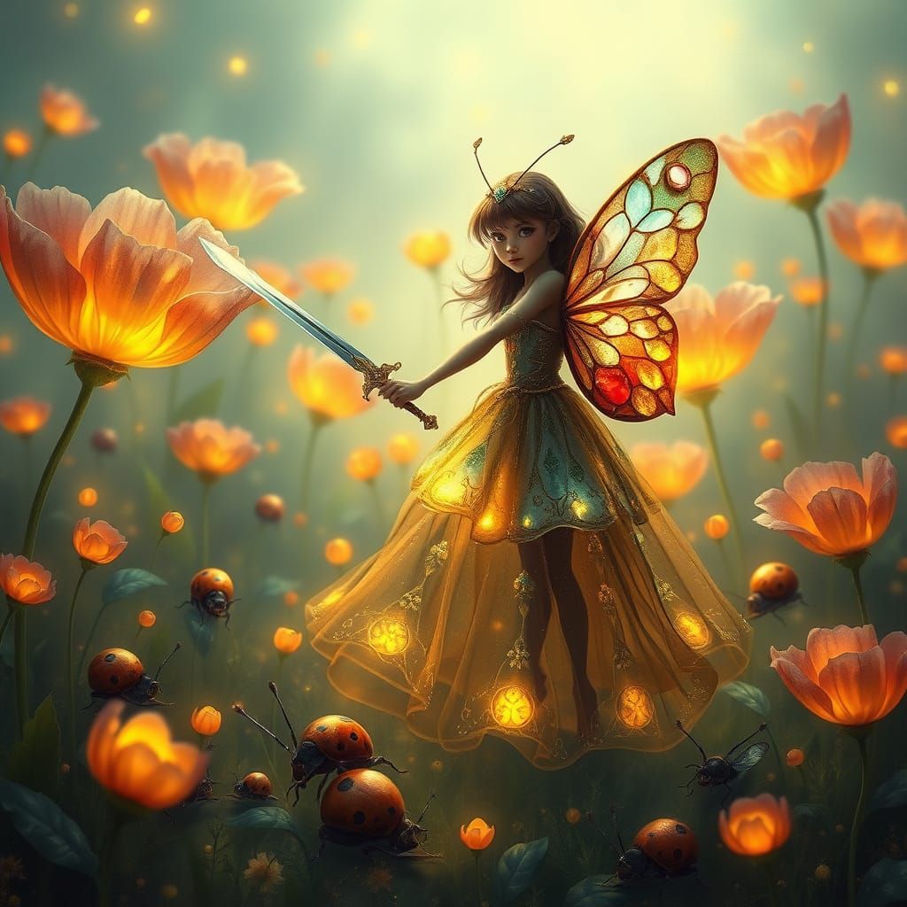 Ladybug Princess Leads Army Through Glowing Flower Field