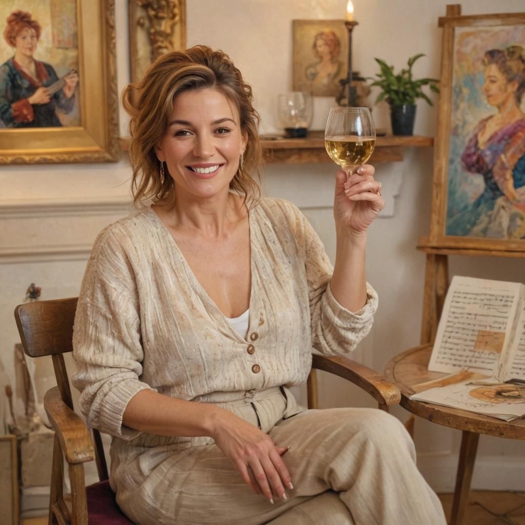 Cozy Impressionistic Portrait of a Jazz Singer