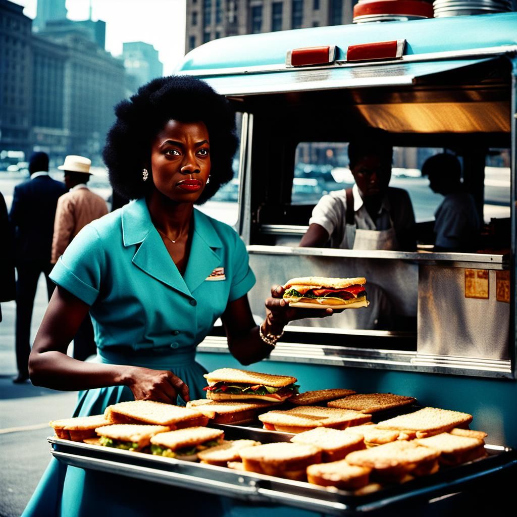 1958 Chicago Lunch Truck: Hyperrealistic Cinematic Film Stil...