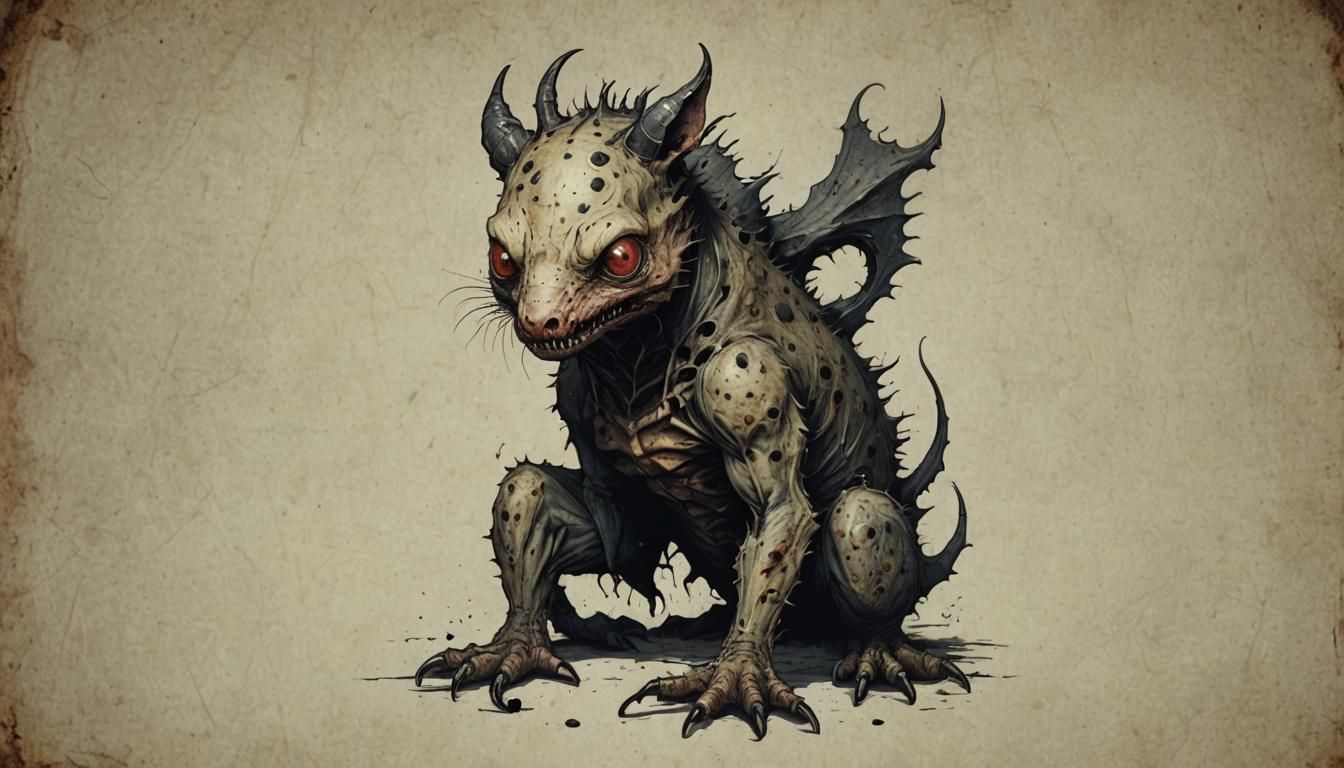 Creepy Scarred Creature in Horror Style