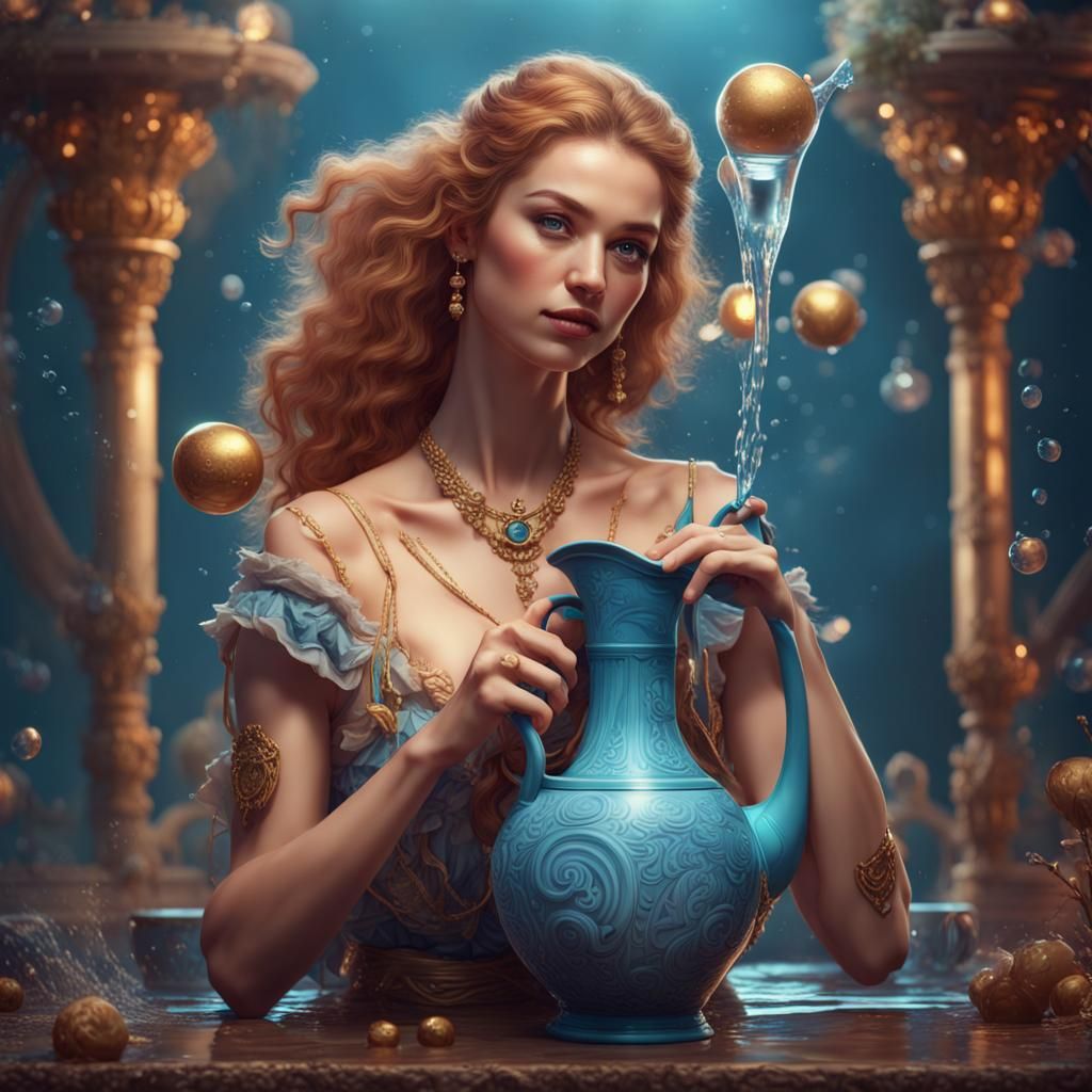 Beautiful Woman Holding Water Pitcher