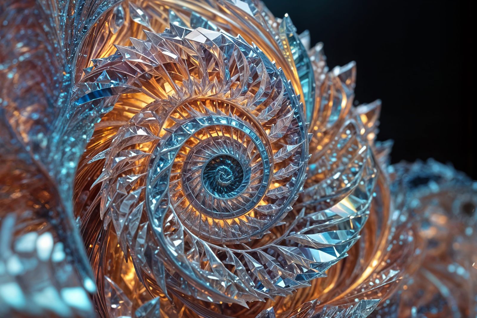 Surreal Crystal Carving: Fibonacci Sequence in Pastel