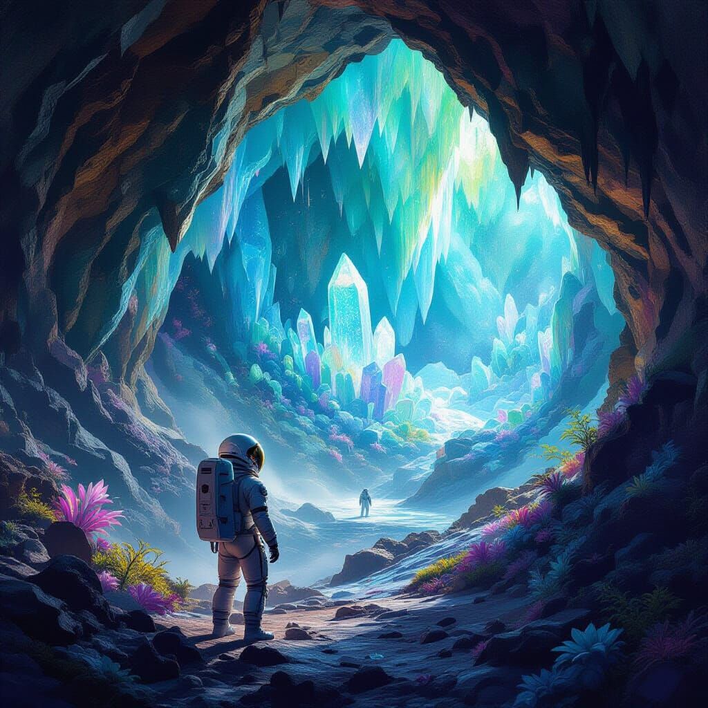 Astronaut Discovers Bioluminescent Crystal Caves on Alien Pl...