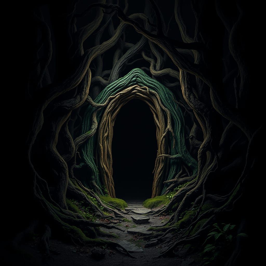 Whimsical Dark Forest Portal in Baroque-Inspired Cinematic S...