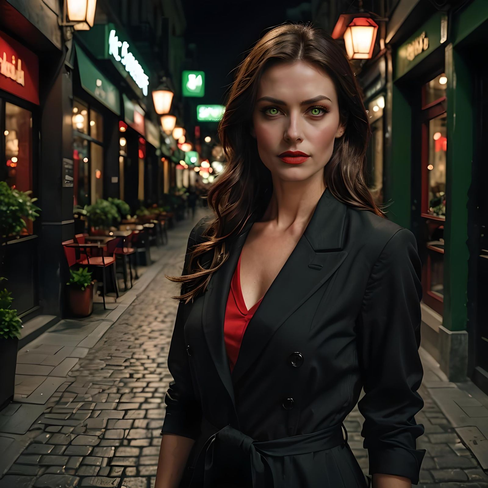 Brunette Model in Red and Black, Cinematic 8K