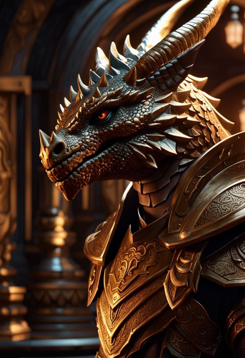 Bronze Dragonborn Warrior Concept Art