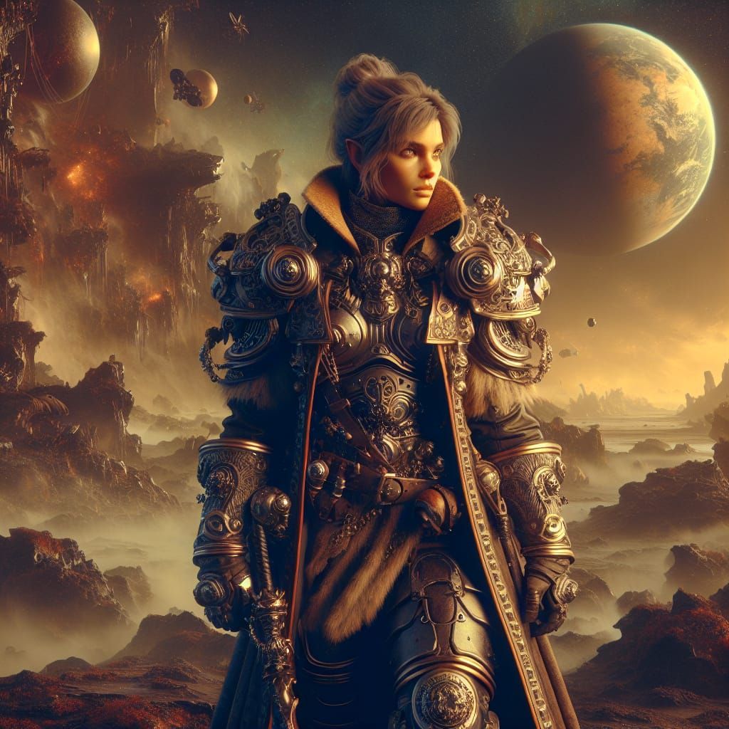 Orc Adventurer on Alien Planet: Digital Oil Painting