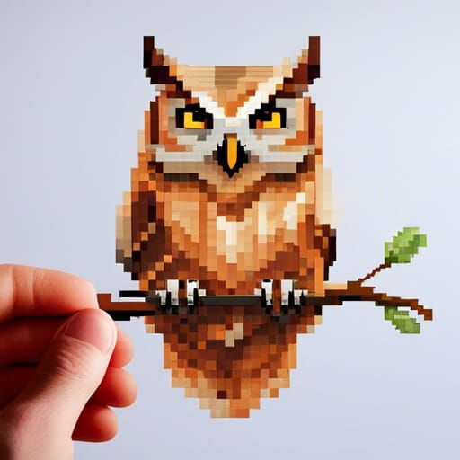 Pixelated Owl Digital Art