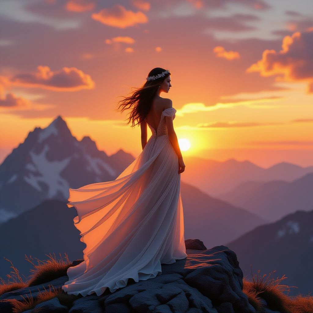 Majestic Fairy at Sunset in Hyperrealistic Style