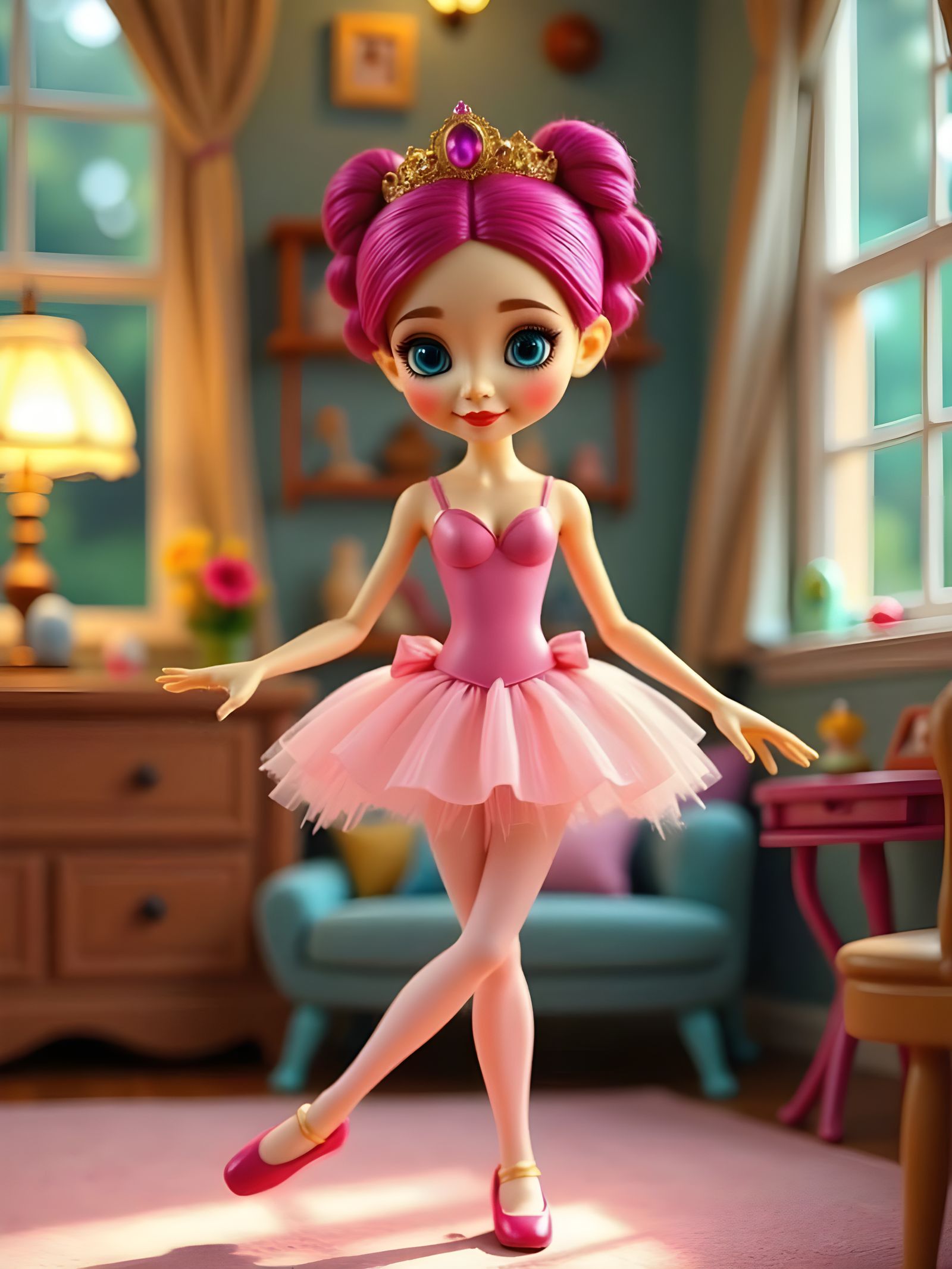Claymation Ballerina Doll in Playroom