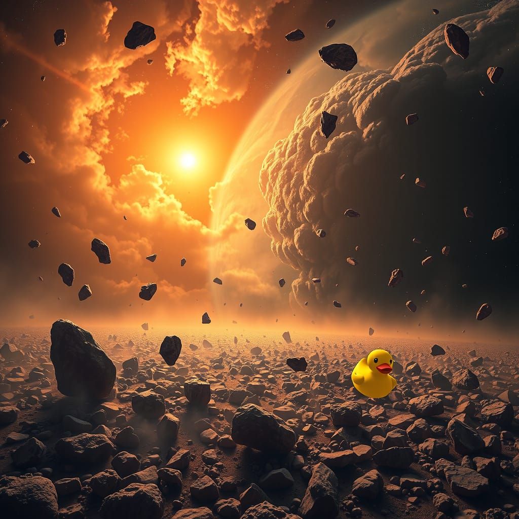 Cosmic Rubber Duck in Nebula, Digital Matte Painting