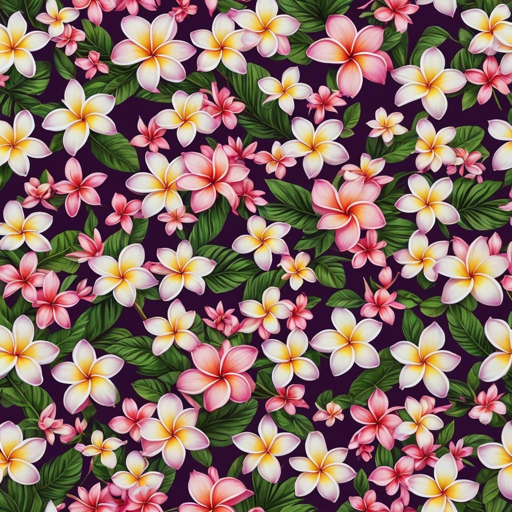 Seamless Plumeria Blossom Diagonal Wallpaper Pattern