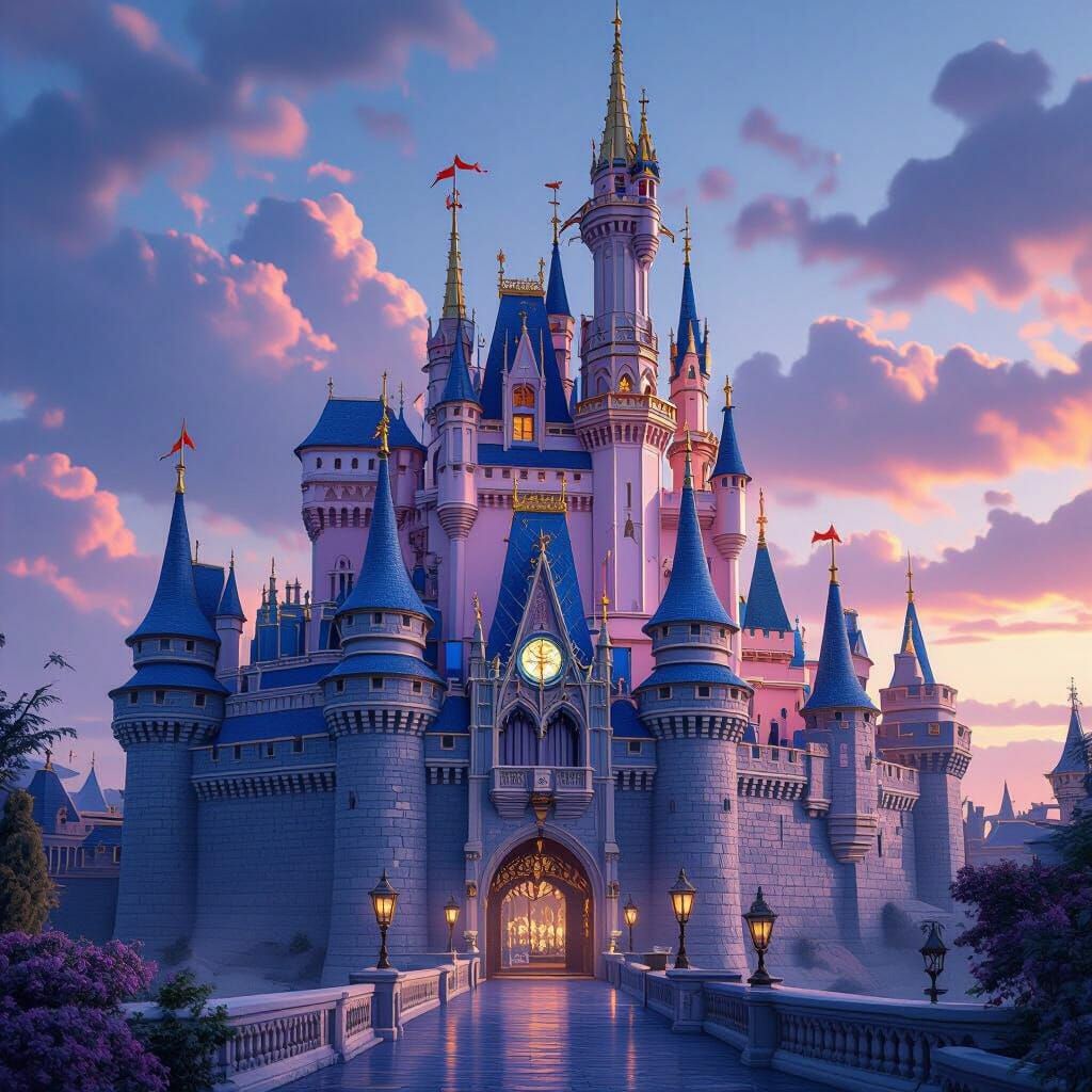 Epic Fantasy Castle in Deep, Fantastical Colors