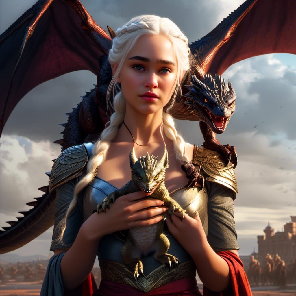 Daenerys and Dragon: Realistic Fantasy Art